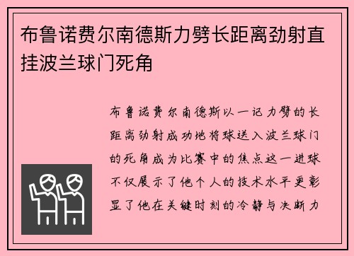 布鲁诺费尔南德斯力劈长距离劲射直挂波兰球门死角